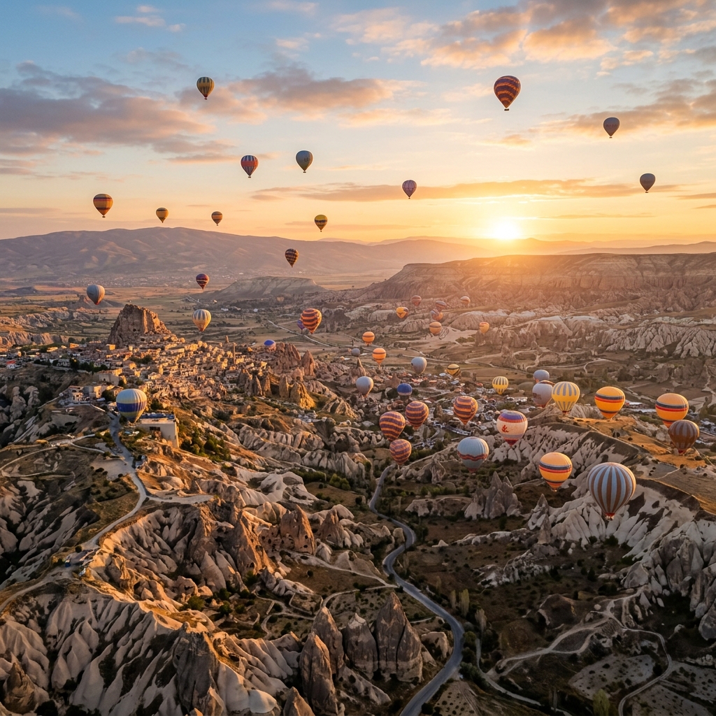 Hot air balloons over Cappadocia, Turkey
